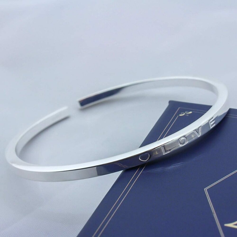 999 Solid Sterling Silver Bangle Cuff Bracelets F… - image 4